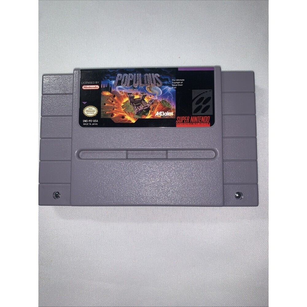 Vintage SNES Super Nintendo - POPULOUS - CIB Video Game Cartridge Only